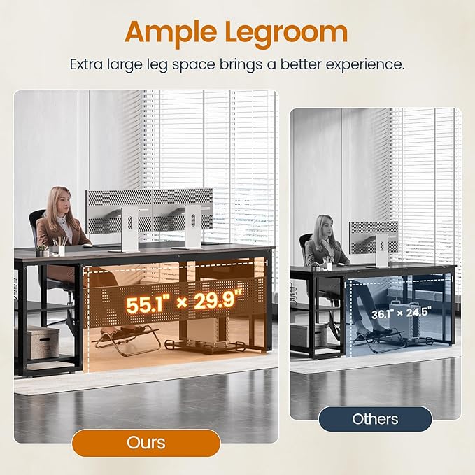 71 in Executive Desk with Power Outlets Reversible L Shaped Computer Desk with File Drawers &amp Storage Shelves Large Office Desk with Pegboard Mobile CPU Stand Modern Corner Desk (Grey)
