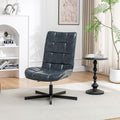 Faux Leather Tufted Swivel Accent Chair – Adjustable Height 360° Rotation Modern 5-Point Metal Base for Home Office &amp Living Room (Blue)