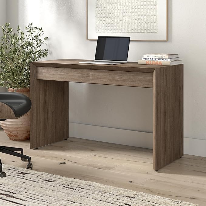 Henn&ampHart 48 Modern Rectangular Wooden Home Office Desk Computer Desk Writing Table with 2 Storage Drawers for Home Office Weathered Gray