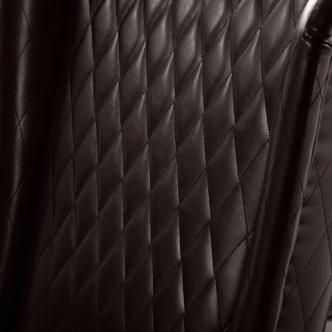 Dining Chair Comfy High Wingback Accent Chair for Dining Table PU Leather Upholstered Accent Side Chairs with Soft Padded &amp Wooden Legs for Living Room Dining Room Bedroom (Dark Brown)