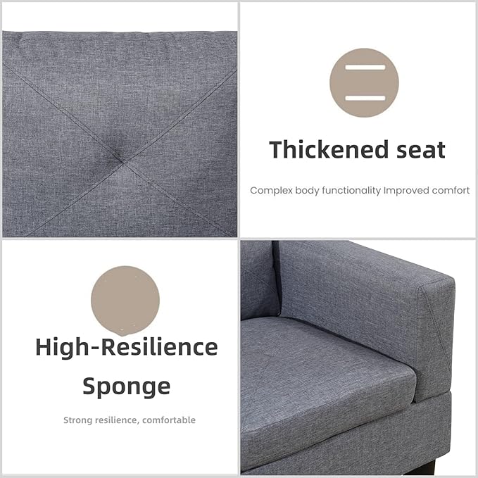 FONTOI L Shaped Sectional Couch Sofa Modern Couches for Living Room Comfy 4 Seat Modular Sectional Sofa with Ottoman Storage for Bedroom Apartment Gray