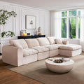 108 Cloud Sectional Couches for Living Room Convertible L-Shape Boneless Couch with Ottoman 4 Seater Modular Cloud Sofa with Deep Seat (Beige3 Seater + 1 Ottoman)