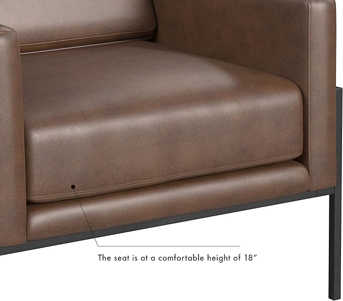 HomePop Modern Metal Frame Accent Chair|Homepop Home Décor|Accent Chairs for Living Room &amp Bedroom - Brown Faux Leather