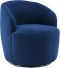 Swivel Barrel Accent Chair Modern Teddy Upholstered 360° Swivel Chair Leisure Chair Single Sofa for Adults Teens for Living Room Hotel Bedroom Office Coffee Shop (Dark-Blue + Upholstered + Foam)