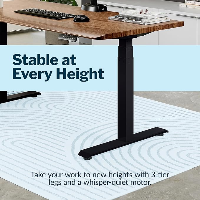 Vari ComfortEdge 72x30 Inch Adjustable Electric Standing Desk – Sit Stand VariDesk with Memory Presets Sloped Edge 180 LB Capacity + Tool-Free Assembly (Walnut/Black)