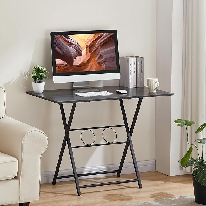 Small Foldable Desk for Small Spaces Living Room Multifunctional Computer Table Writing Workstation for Home Office No Assembly Required for Space Saving