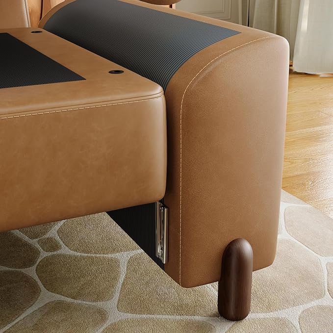 SITJOY Oversized Sectional Couches for Living Room Extra Large Deep Seat Couch with Washable Covers Scratch-Resistant Faux Leather in Brown Left-Arm Connecting Armless Sectional