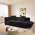 3-in-1 Convertible Sofa Bed 3-seater Boneless Futon Couch with Adjustable Backrest and Armrests Chenille Chaise Lounge Sofa with Pillows Floor Sleeper Loveseat for Living Room Reading Room Black