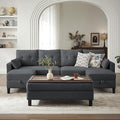Convertible Sectional Sofa with Storage Ottoman Bench 101 U Shaped Couch 4-Seat Sofa Set for Living Room/Apartment Sectional Couch with Movable Ottoman Darkgrey