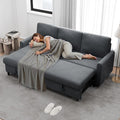Walsunny Sectional Sofa Couch Bed L Shaped Sleeper Sofa Bed Pull Out Bed with Storage Reversible Sectional Couches for Living Room Apartment Office(Dark Gray)