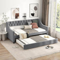 KOMFOTT Upholstered Twin Daybed with Trundle Sofa Daybed with Backrest &amp Armrests Space-Saving Daybed Trundle Bed Frame for Bedroom Guest Room &amp Dorm No Box Spring Needed (Grey)