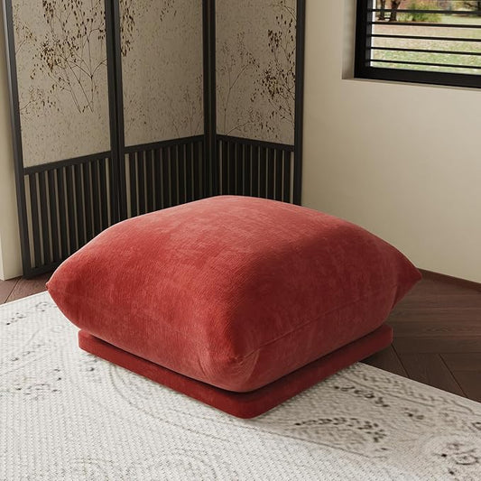 Ottoman Chenille Sofa Mid Century Modern Couches for Living Room (26.77 in/Red/Only Ottoman)