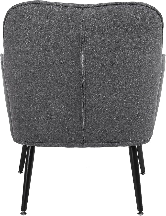 Modern Mid Century Chair Linen Sherpa Armchair for Living Room Bedroom Office Easy Assemble(Dark Grey)