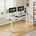 71 x 24 Inches Electric Standing Desk with 2 Monitor Shelves Adjustable Computer Desk from 28-46'' Sit to Stand UpHome Office Desk with Memory Controlller for Workstations White