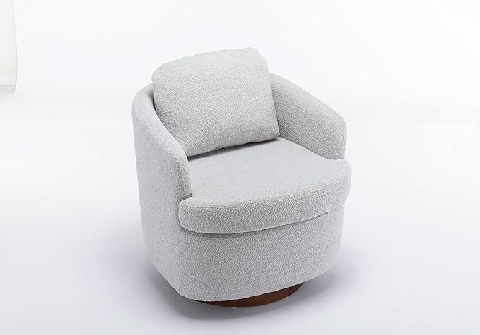 Club Reading ChairTeddy Fabric Armchair360°Swivel Armchair for ApartmentLiving RoomOfficeReception AreaLight Gray
