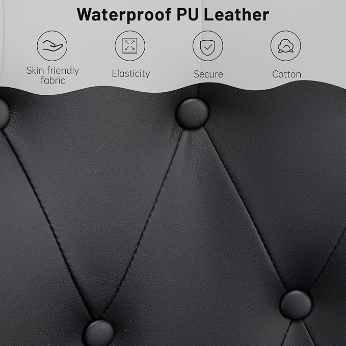 Furniliving PU Leather Accent Chair for Living Room Upholstered Reading Chair with High Backrest Tufted-Button Wingback Armchair for Bedroom Dressing Room Home Office Black