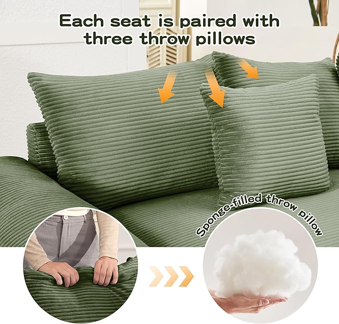 mikibama Modular Sectional Cloud Sofa CouchModern Roomy L-Shaped Corner Couch with Deep SeatConvertible Chenille Corner Sofas for Living RoomBedroomSmall Spaces