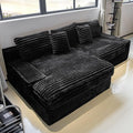 Black sectional couches for Living Room Corduroy Couch118 Cloud Sectional Couch with L-Shape Chaise Modern Modular Sofa Deep Seat Comfort No Assembly Required(Plush Corduroy Fabric)