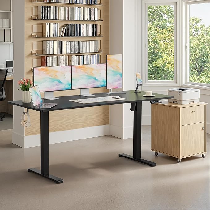 Homall Electric Standing Desk Height Adjustable Stand up Desk with Headphone Hook and USB Port Home Office Computer Desks with Splice Board