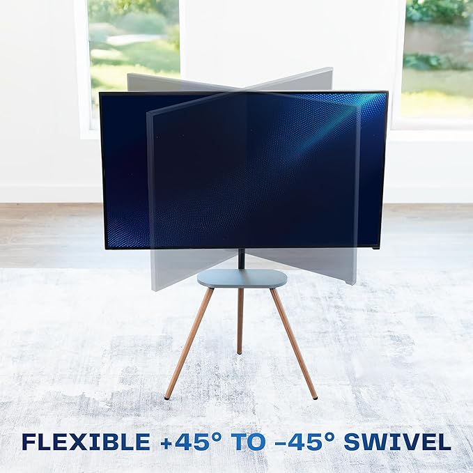 VIVO Artistic Easel 43 to 65 inch LED LCD Screen Studio TV Display Stand TV Mount with Swivel and Storage Shelf Tripod Base Black Bracket Dark Walnut Legs STAND-TV65A-S