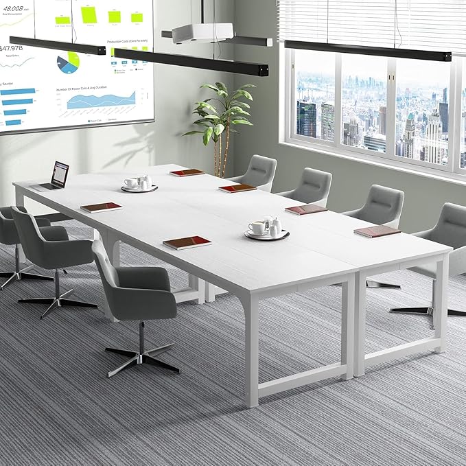 70.8 inch Executive Desk Rustic Office Computer Desk with Thick Metal Frame Vintage Workstation Writing Table Business Furniture for Office Study (White)