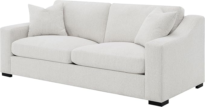 Coaster Home Furnishings - Ashlyn - Wood Frame Upholstered Sofa with Curved Track Arms Reversible Cushions and Pocket Coil Construction - Living Room - Sand - 552091
