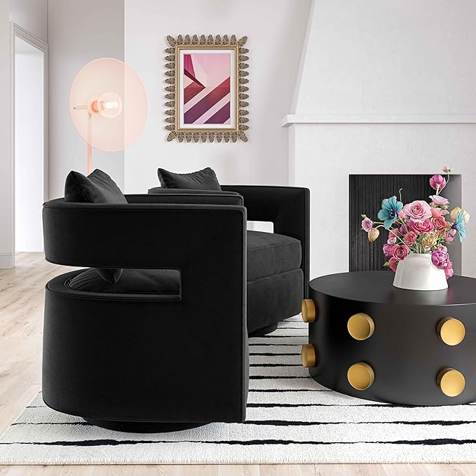 Tov Furniture Kennedy Swivel Chair (Black)