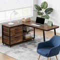 Computer Desk with 5 Drawers 47 Inch Reversible L-Shaped Executive Office Desk with File Storage Drawers Industrial Study Writing Table Corner Desk for Home Office (Rustic Brown)