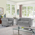 Naomi Home Emery Chesterfield Sofa Set Grey/Loveseat Accent Chair
