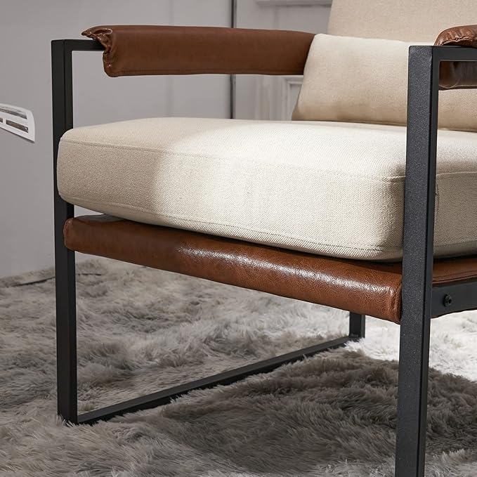 Accent Chair for Living Room Bedroom Reading Office Armchair Lounge ChairLiving Room Chair Reception Chairs Waiting Room Sofa Chair Side Chair with Arms for Home Conference Lobby Area - Beige