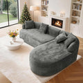 108 Cloud Modular Sectional Couch Modern Boneless Couches with Deep Seat L Shaped Sofa for Living Room No Assembly Required Chenille (Gray Right Chaise+Left Sofa) | No Assembly Needed