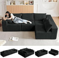 104” Modular Cloud Sectional Sofa Plush Corduroy Boneless Couch L-Shaped Sectional Deep Seat Sofas for Living Room Bedroom No Assembly Required Black
