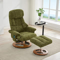 FOXHUNTER Chenille Recliner Chair with Ottoman Modern Massage Swivel Lounge 360° Swivel Rocker Recliner Comfy Modern Accent Arm Chairs for Living Room Bedroom (ChenilleGreen)