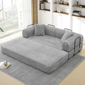 Convertible Folding Sofa Bed Corduroy Sleeper Mattress Couch with Fixed-Shape Frame Free Combination Loveseat Lounge Floor Sofa Queen Size Memory Foam Couch for Living Room Bedroom Light Grey