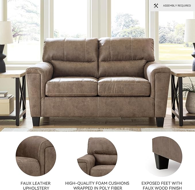 Signature Design by Ashley Navi Modern Loveseat with Removable Cushions Dark Brown