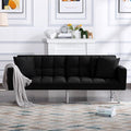 74 Multifuctional Futon Sofa Bed Modern Loveseat fConvertible Sleeper Couch with Adjustable Backrest and Pillows for Living Room (Black