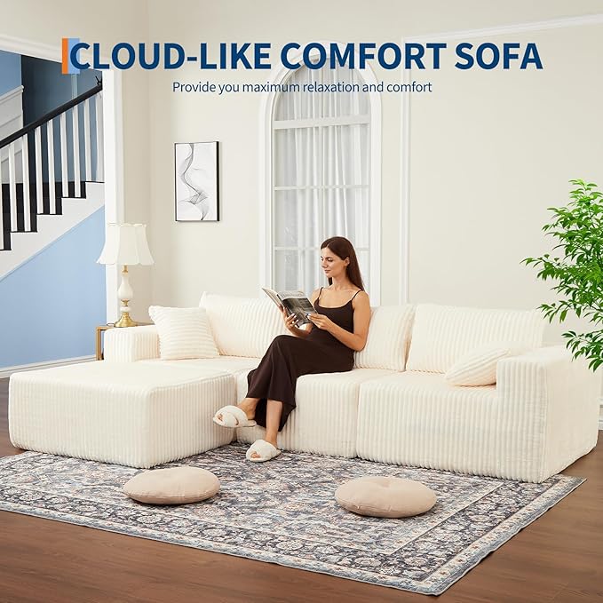 108 Modular Sectional Sofa Couches for Living Room Cloud Memory Boneless Couch No Assembly Required