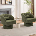 Mid Century Modern Swivel Barrel Chair - 360° Swivel Accent Chair with Plush Teddy Fleece Upholstery &amp Wide Cushioned Seat Round Lounge Sofa Chair for Living Room Bedroom Office (Green 2 PCS)