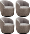 FOXHUNTER Swivel Barrel Chair Set of 4 360° Small Single Sofa Armchair Comfy Round Sofa Chair Modern Round Accent Arm Chairs for Living Room Bedroom Chenille Light Gray