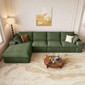 136 Cloud Couch Modular Sectional Couchs with Chaise Lounge L-Shape Boneless Couches for Living Room Corduroy Sofa with Deep Seat No Assembly Required (Green Left Facing Chaise)