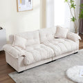 KIVENJAJA 90.5”W Oversized Cloud Loveseat Sofa Modern Chenille Tufted Deep Seat Sectional Couch Overstuffed Comfy Love seat with Pillows for Living Room Apartment Small Space Beige