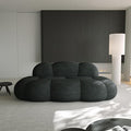 Modern Curved Sofa 3 Seater Soft Sherpa Upholstered Sofa Minimalist Style Comfy Cloud Couch for Living Room Apartment Black