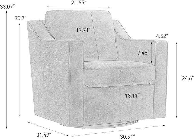Swivel Accent Chairs Set of 2 360° Swivel Upholstered Club Armchairs for Living Room Comfy Single Sofa Reading Chair with Deep Seat Metal Swivel Base Chenille Fabric Orange