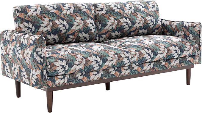Christopher Knight Home Brena Modern Chenille Upholstered Loveseat Sofa Wooden 2 Seater Sofa Couch with Deep Seat Comfy Cloud Couch for Living Room Bedroom Home Office Green+White