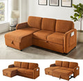 84-inch Sleeper Sofa Bed L-Shaped Corner Reversible Sleeper Sectional Sofa with Storage Chaise 2 in 1 Cloud Terry Convertible Pull Out Couch for Small Space Bedroom Apartment Office Living Room