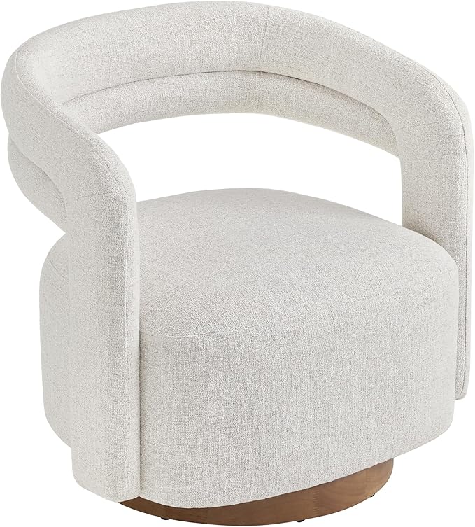 Swivel Accent Chair Set of 2 Upholstered Barrel Chair with Open Back Design Modern Arm Chair with Wooden Base for Living Room Bedroom Reading WaitingroomWheat