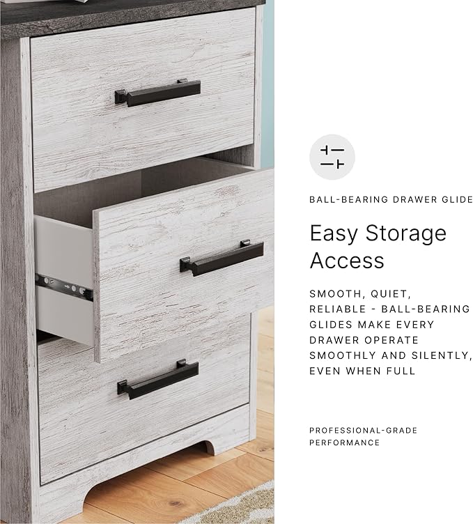 Signature Design by Ashley Shawburn Farmhouse 3-Drawer 54 Home Office Desk White &amp Gray