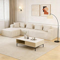 126 Cloud Modular Sectional Sofa L Shaped Couch Deep Seat Chaise Sectional Sofa for Living Room Modern Minimalist Upholstered Boneless Couch No Assembly Required Khaki Left-Facing Chaise