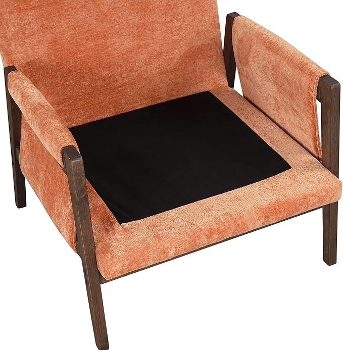 Modern Velvet Accent ChairMid-Century Leisure Chair with Solid Wood and Thick Seat Cushion Living Room Chair for Bedroom Studio Balcony or Club (Orange/Velvet)