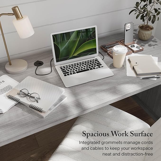 Bush Home 72-inch Home Office Desk with Drawers Large Computer Table for Personal Workspace Somerset Collection Platinum Gray